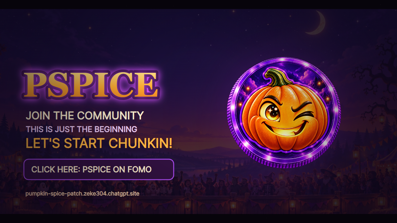 PSPICE end card with the winking pumpkin coin, Join the Community, and Let's Start Chunkin